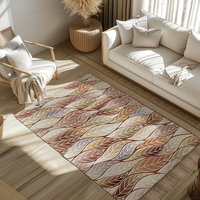 Beige Brown Ombre Leaves Rug, Indoor Outdoor
