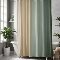 Green Ombré Shower Curtain in a spa-like bathroom