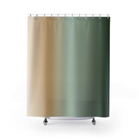 Green Ombré Shower Curtain with tan and beige