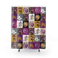 Purple Modern Abstract Geometric Shower Curtain