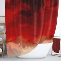 Deep Red Abstract Art Shower Curtain Set