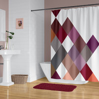 Burgundy and Purple Large Squares Shower Curtain