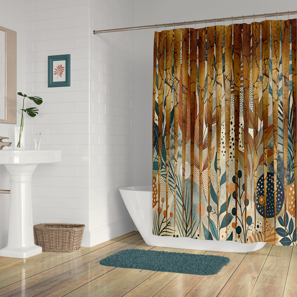Modern Cottagecore Shower Curtain in a modern bathroom