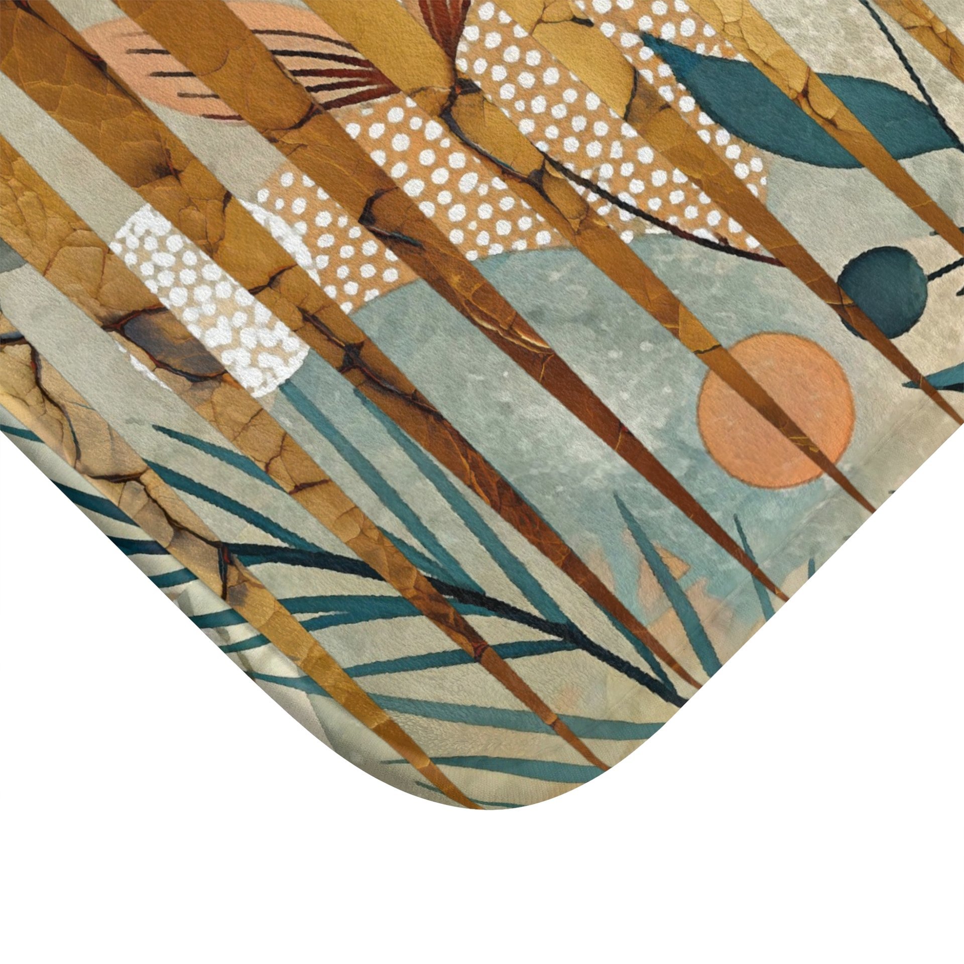 Modern Cottagecore bath mat showing a corner close up