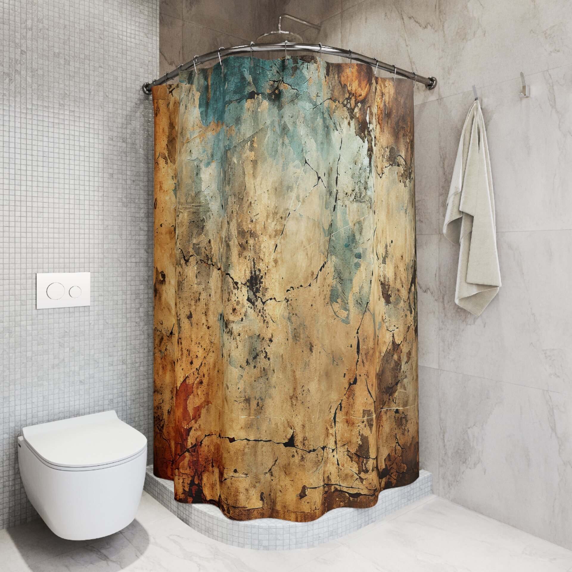Industrial Cracked Concrete Shower Curtain