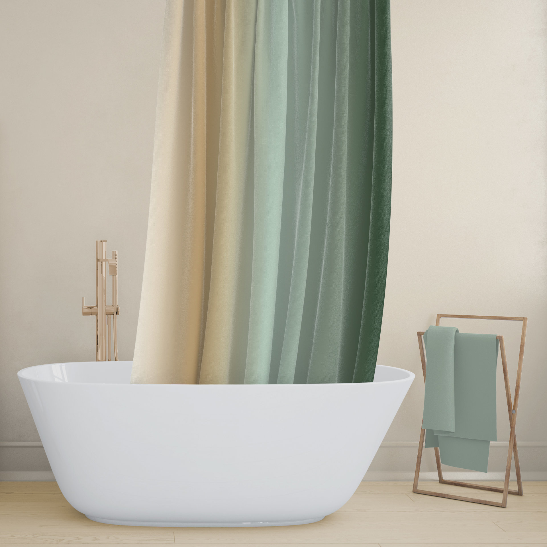 Green Ombré Shower Curtain