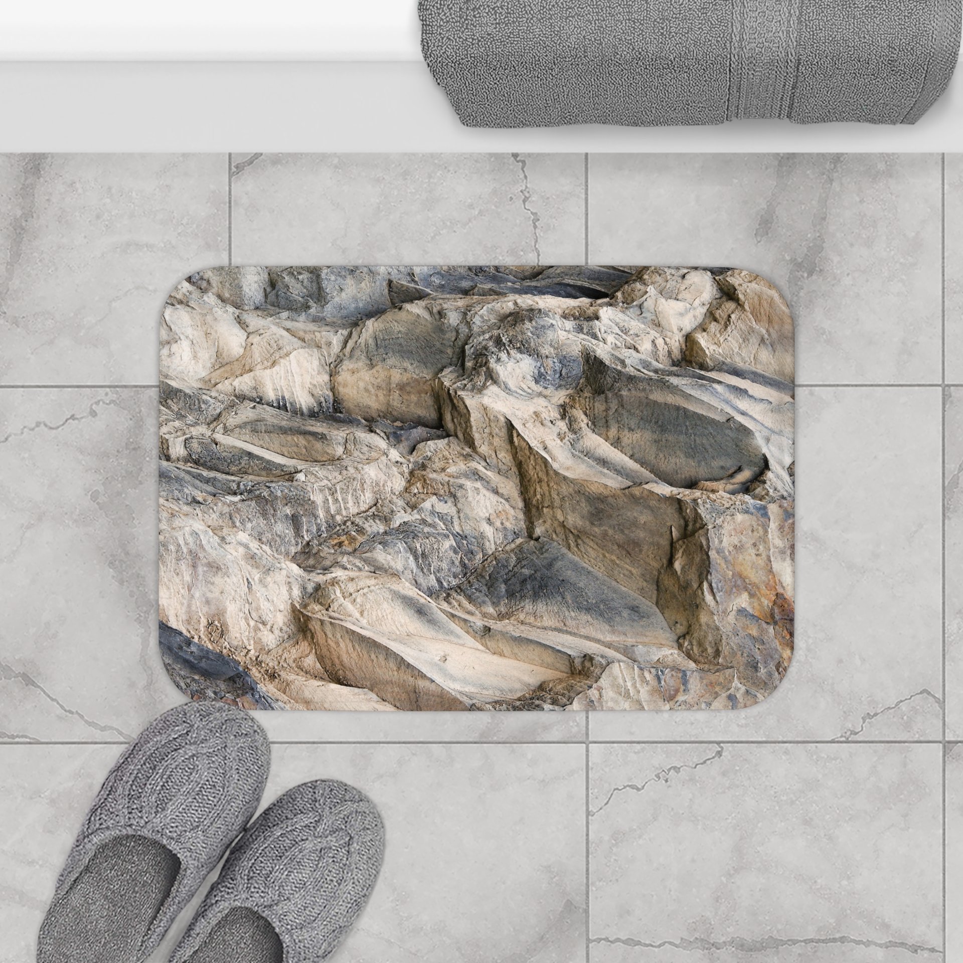 Small granite rock bath mat