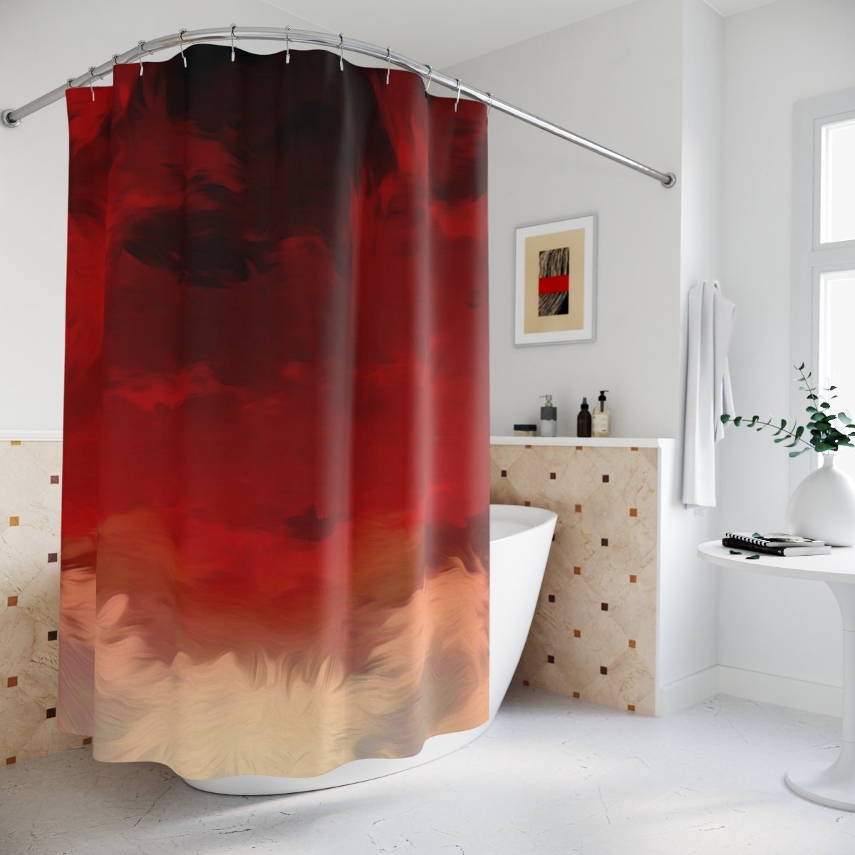 Deep Red Stormy Sky Shower Curtain