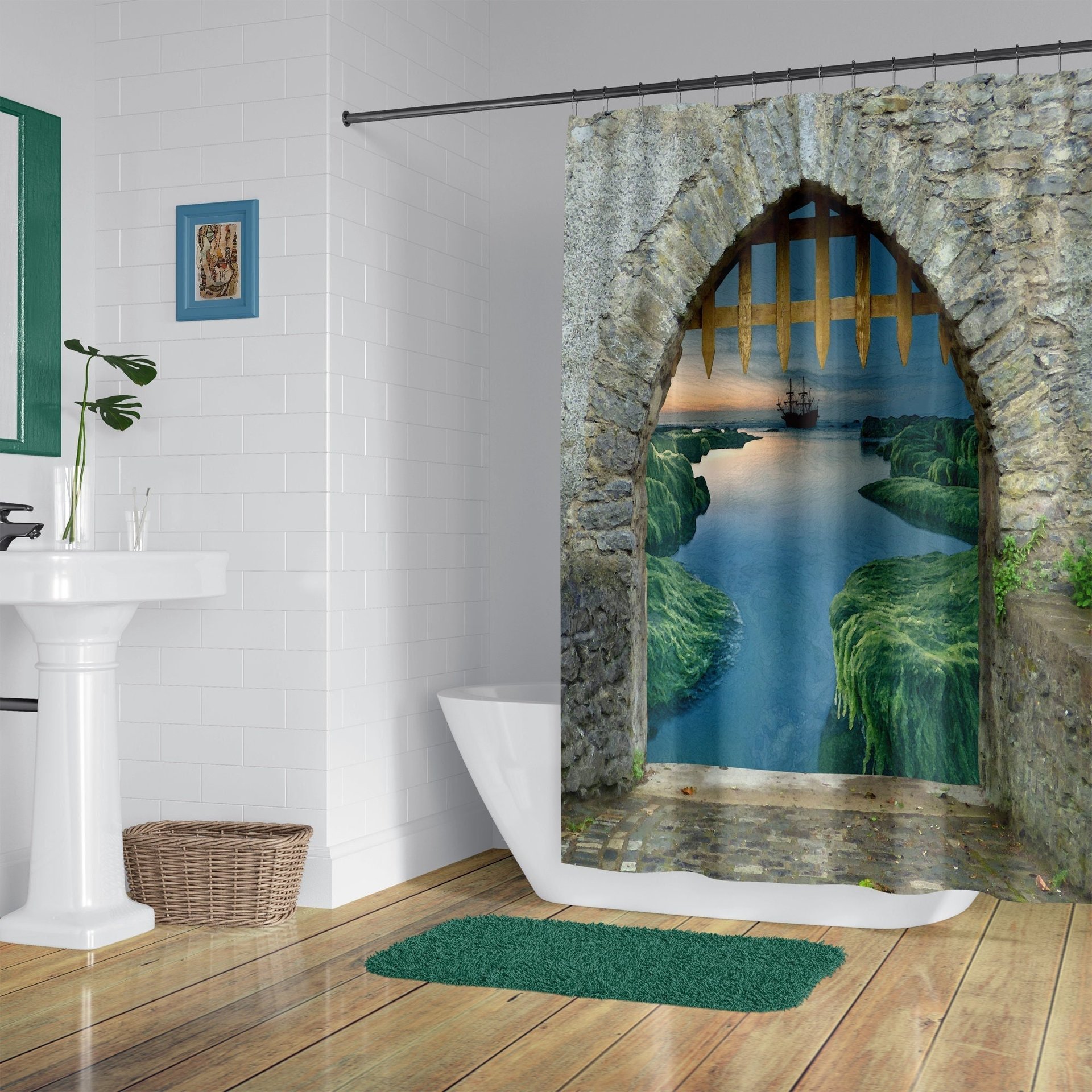 Medieval Castle Drawbridge Shower Curtain