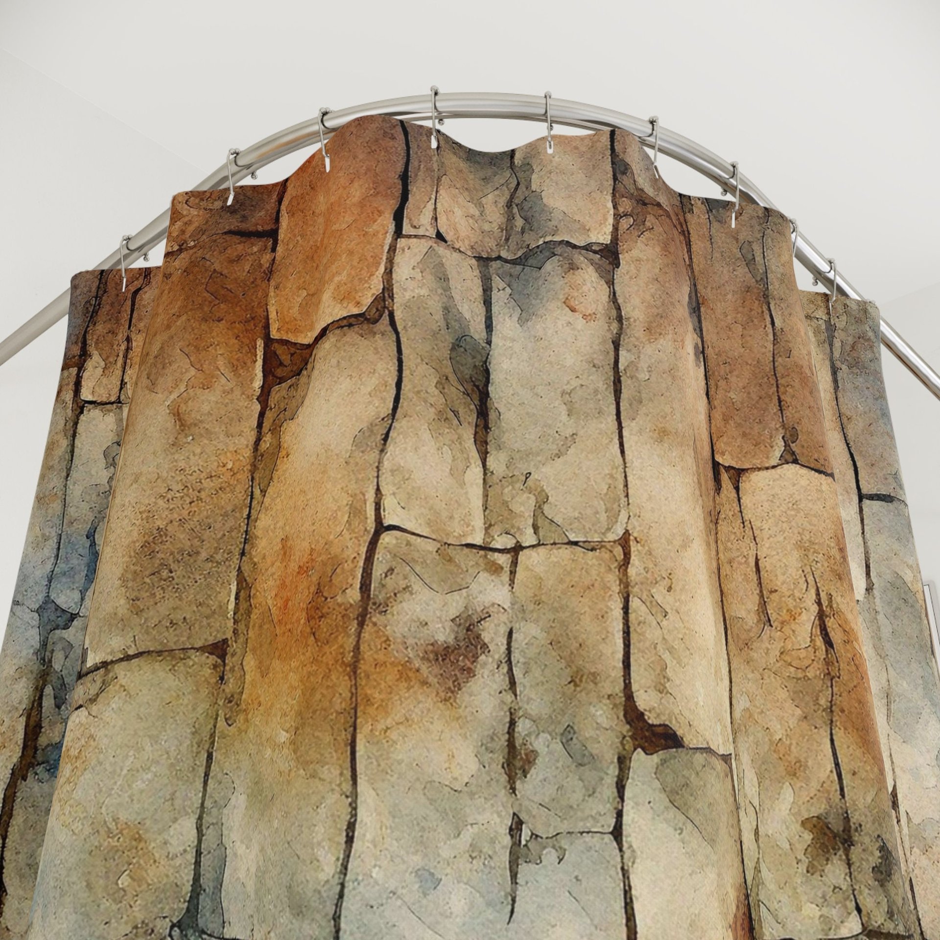 Sandstone Rock Wall Shower Curtain top view