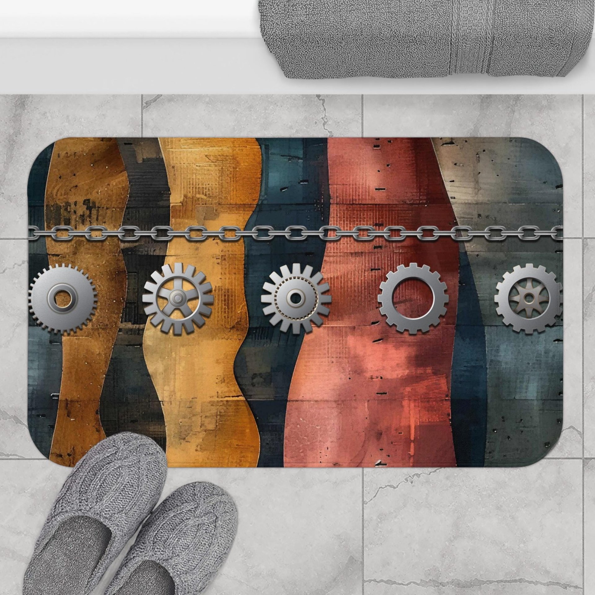 Steampunk bath mat large
