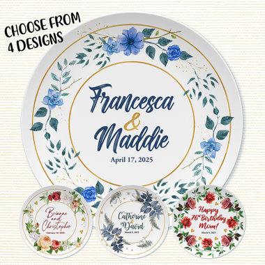 Personalized Wedding Anniversary Plate, Floral Bridal Shower Gift, Birthday Present