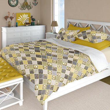 Mustard Yellow Diamond Pattern Bedding