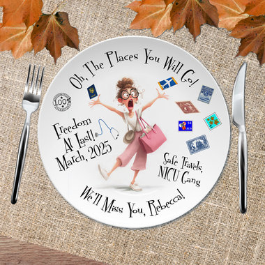 Retirement Travel Gift Plate, Personalized for a Coworker, Nurse or Doctor