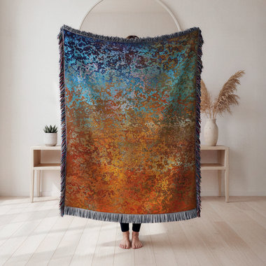 Abstract Ombré Woven Blanket in Southwestern Colors