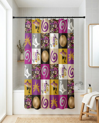 Purple Modern Abstract Geometric Shower Curtain
