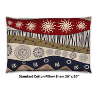 Navy Blue and Maroon African Art Bedding, Cotton or Poly