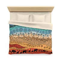 Colorful African King Duvet Cover, Polyester