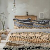 Neutral African Art Bedding, Cotton or Poly