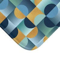 Blue Green Gold Mid Century Modern Bath Mat corner