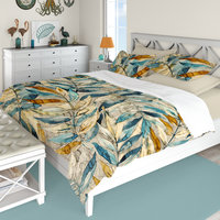 Watercolor leaves duvet cover, queen cotton