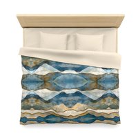 King duvet cover printed with an abstract watercolor winter landscape