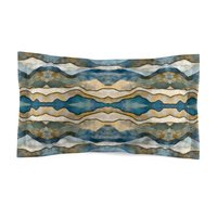 King pillow sham printed with an abstract watercolor winter landscape
