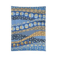 Blue Yellow Abstract Geometric Waves Comforter Twin