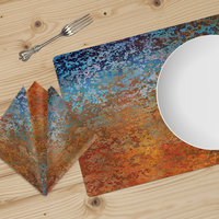 Burnt Orange and Blue Rusted Metal Pillow