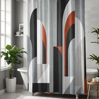 Brick Red Minimalist Art Deco Shower Curtain