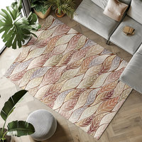 Beige Brown Ombre Leaves Rug, Indoor Outdoor