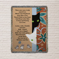 One Of A Kind Cat Lover Blanket, Personalized Poem Woven Cotton Throw