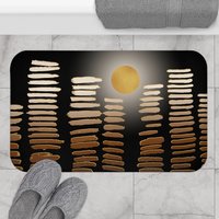 Neutral City Skyline large bath mat