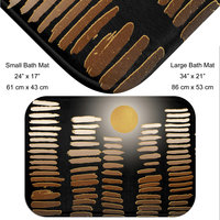 Neutral City Skyline bath mat with size chart