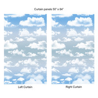 Gray Blue Sky Cloudscape Window Curtains, Rod Pocket Panels