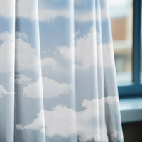 Gray Blue Sky Cloudscape Window Curtain
