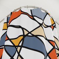 Doodle Art Shower Curtain close up top.