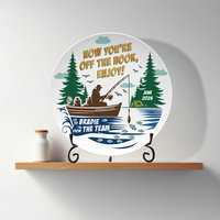 Personalized Coworker Retirement Gift Plate for a Fisherman with Display Stand