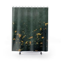 Abstract Green Gray Ombré and Gold Shower Curtain