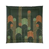 Forest Green Art Deco Bedding, Poly or Cotton Comforter or Duvet Cover, Pillow Shams