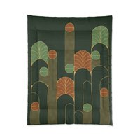 Forest Green Art Deco Bedding, Poly or Cotton Comforter or Duvet Cover, Pillow Shams