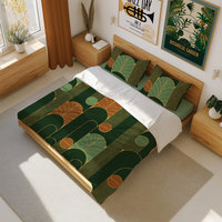 Forest Green Art Deco Bedding, Poly or Cotton Comforter or Duvet Cover, Pillow Shams