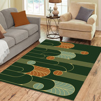 Minimalist Forest Green Art Deco Rug, Indoor Outdoor