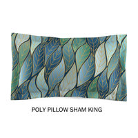 Blue Green Ombré Leaves King Poly Pillow Sham