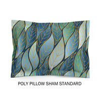 Blue Green Ombré Leaves Standard Poly Pillow Sham