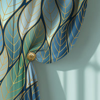Wavy Ombré Leaves Window Curtains, Rod Pocket Panels