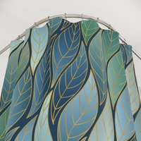Bold Blue Green Ombré Leaves Shower Curtain close up top view