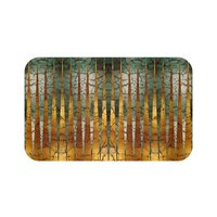 Green and Gold Striped Large Bath Mat