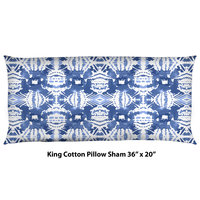 Blue Ikat Pattern Bedding, Cotton or Poly