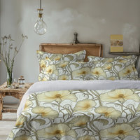 Ivory Flowers Art Nouveau duvet cover cotton bedding set